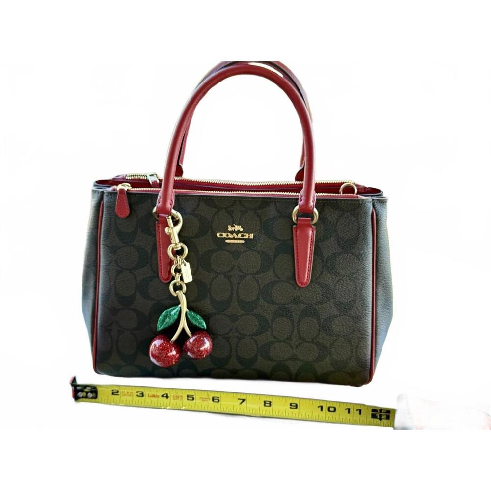 👜 Coach Rowan Satchel in Signature Canvas with Red Leather Trim NWOT - Picture 8 of 15